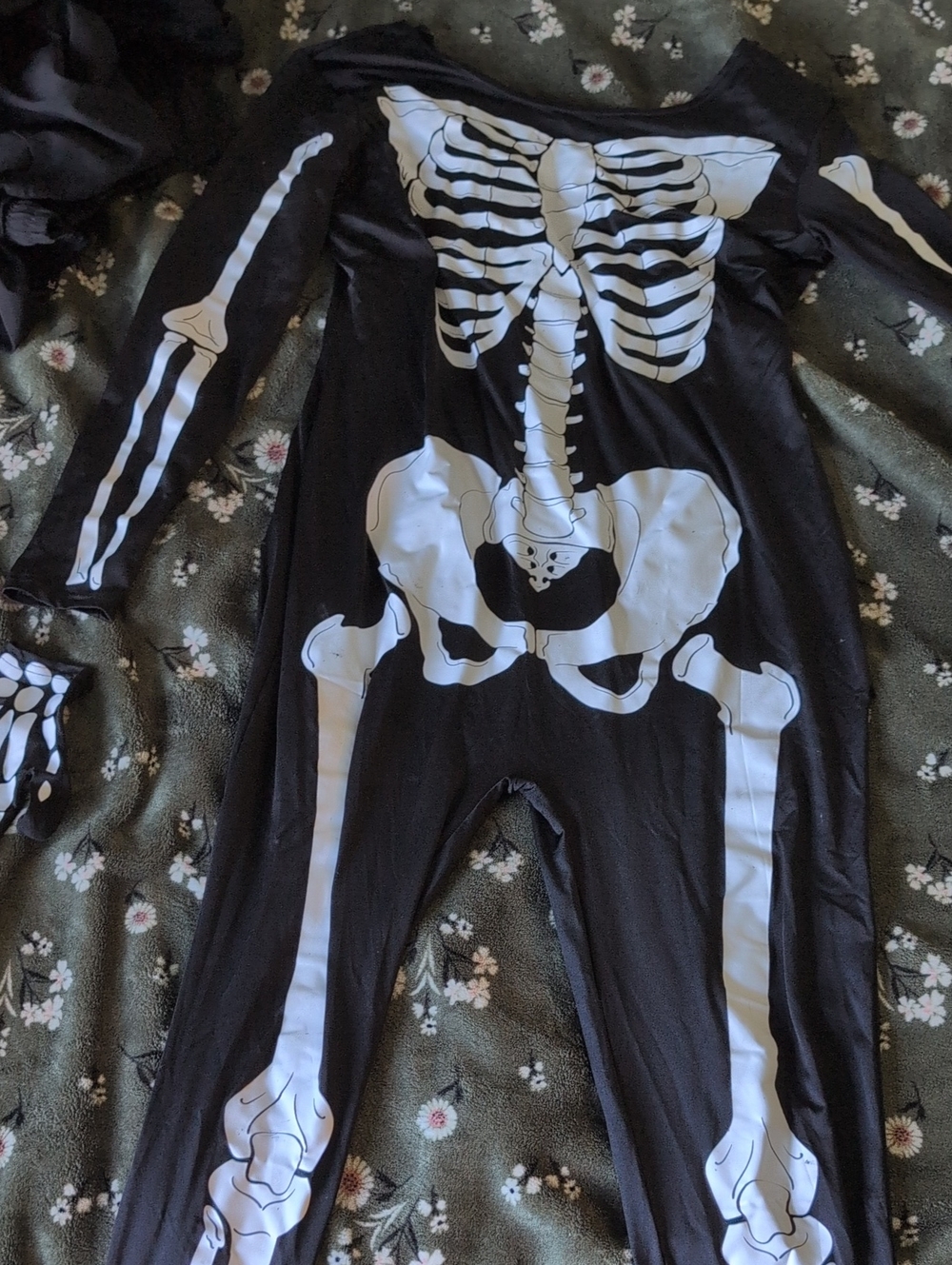 Kids Black Skeleton One-Piece Costume